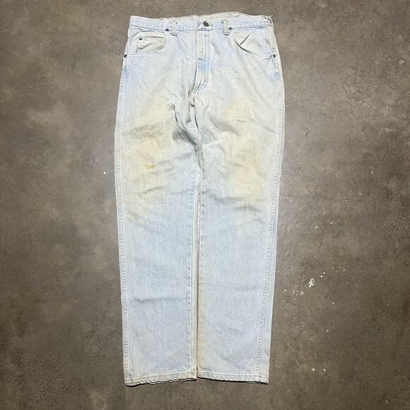 Vintage 80s Wrangler Light Wash Western Jeans 34x32 - Picture 1 of 5